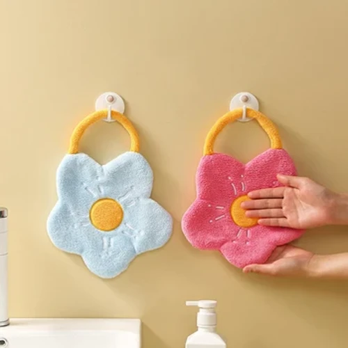Schnelldrock Handtücher Coral Fleece Wipe Taschentuch Kichen Buedzëmmer Absorbent Geschirrtuch Botzen Stoff Kreativ Blummenform