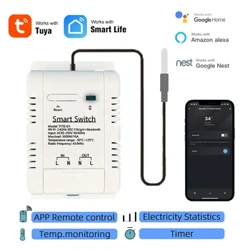 Tuya Smart Temperaturschalter 16A 3000W mat Energieverbrauch Iwwerwaachung Intelligent Thermostat kompatibel mat Alexa Google