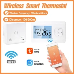 Tuya Smart Thermostat With Receiver Wireless Programmable Thermostat Controller for Gas Boiler Water Heating APP Голосове керування