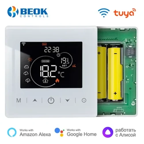Tuya WiFi Heating Thermostat Smart Home Battery Powered Temperature Controller Mo Kesi Kesi Galulue ma Alcie Alexa Google Home