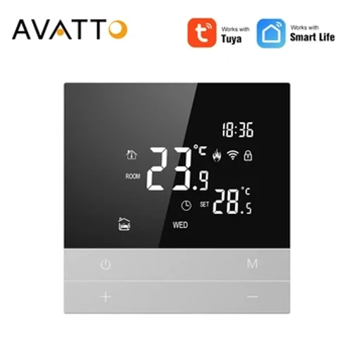AVATTO Tuya WiFi Smart Термостат Електричний Контролер температури підлоги/опалення води/газового котла, працює для Alexa Google Home