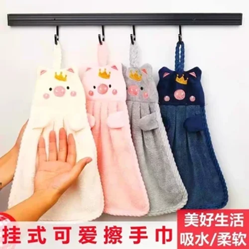 Hängend Korall Samt Handduch Cute Absorbent Handduch Heem Buedzëmmer Toilette Kichen Dish Handduch Handtuch Stoff
