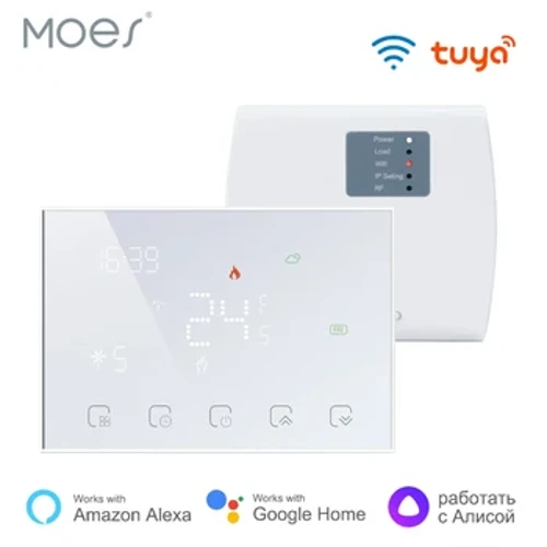 Tuya WiFi RF Thermostat Clyfar Rhaglenadwy Rheolydd Tymheredd Rhaglenadwy Boeler Dŵr/Trydan/Nwy Ap Gwresogi Boeler o Bell Alexa Google