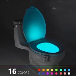 Retroilluminazione a colori 16/8 per WC WC Luci per sedili WC con sensore di movimento Luce notturna per WC intelligente per bagno Luce per WC a LED