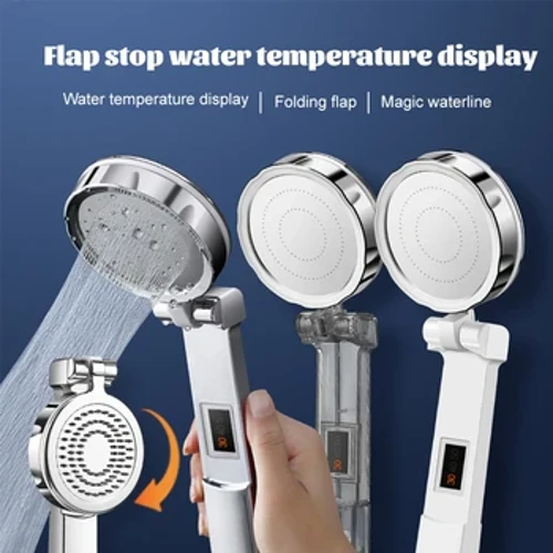 Zhangji Upgrade pieghevole soffione doccia intelligente ad alta pressione display digitale della temperatura doccia a risparmio idrico ugello per massaggio bagno