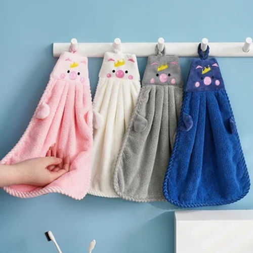Kreslené uteráky do kúpeľne Coral Velvet Roztomilé zvieratko Deti Závesný uterák Hrubšie savé uteráky Mäkké detské uteráky