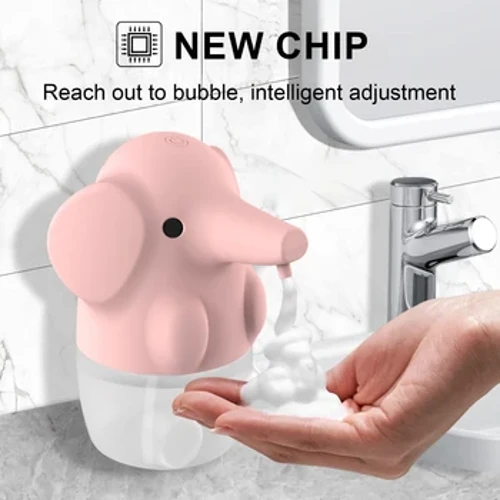 Dozator de săpun automat inteligent, fără atingere, cu infraroșu, dozator de săpun pentru spălare cu elefant, cu desene animate, pentru acasă, pentru baie, cu spumă rapidă