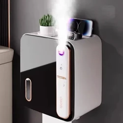 Vægmonteret sort papirrulleopbevaringsstativ Induktion Aromaterapi Toiletpapirkasser Badeværelsestilbehør Smart vævsholder