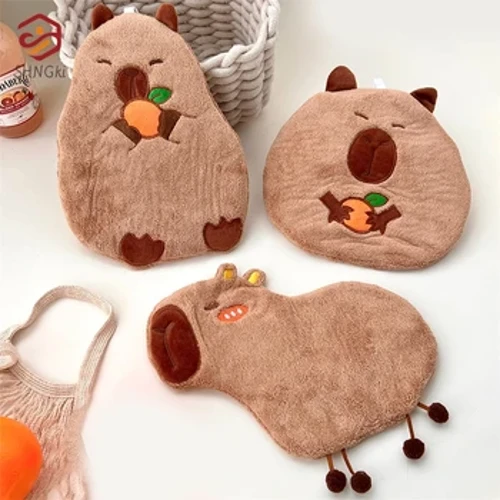1pc Hand Towel Cute Capybara Hand Towel Kawaii Animal Washcloth para sa mga Bata Animal Towels Malakas na Tubig Absorption Hanging Towel