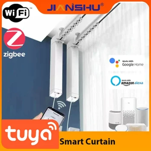 Jinashu Tuya Smart Curtains elektrinės užuolaidos Wifi Zigbee Curtain Motor Stryp Track Smart Life App Support Alexa Google Assistant