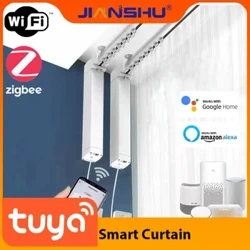 Jinashu Tuya Smart Tirai Tirai Listrik Wifi Zigbee Tirai Motor Rod Track Smart Life App Dukungan Alexa Google Assistant