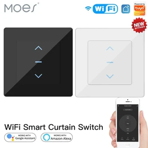 Új WiFi Smart Curtain Switch Touch Design motoros függönyökhöz és redőnyökhöz a Tuya Smart Life alkalmazással, Alexa Google