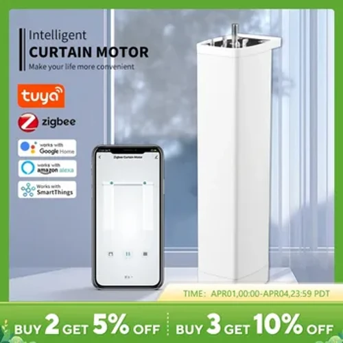 Tuya KR Zigbee 스마트 전동 전기 커튼 모터 지능형 셔터 RF433 Alexa Google Assistant Smart Things 용 원격