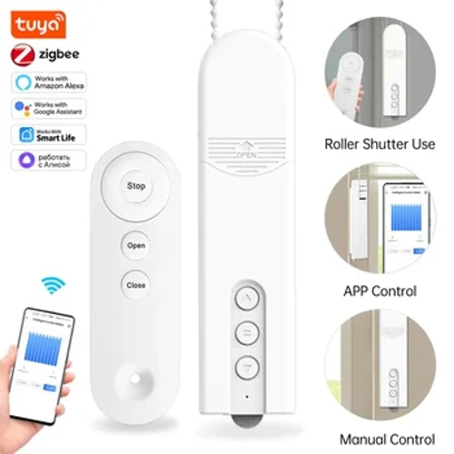 Tuya Zigbee3.0 Smarte gjør-det-selv motoriserte kjederullgardiner Skjermer Drivmotor Drevet av solcellepaneler Arbeid med Alexa/Google Home