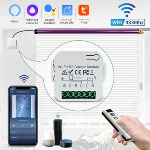 Switsh Llen Smart WiFi Deillion Tuya Caead Rholio Trydan 433MHz RF RF Rheolaeth Anghysbell Ap Bywyd Clyfar Ar gyfer Alexa Google Home