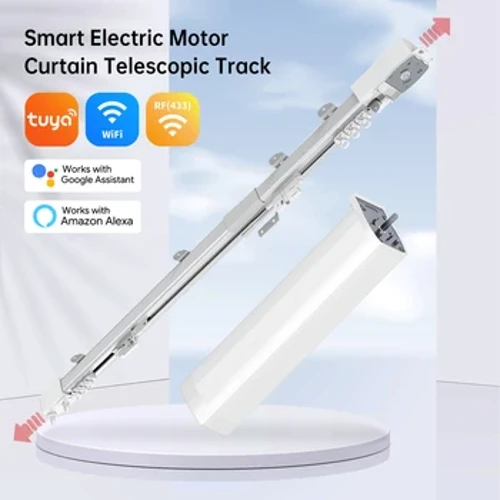WiFi Smart Electric Curtain Motor na may teleskopiko na Rail Track Wall load 20kg Tuya Remote Control Alexa Google Home Control