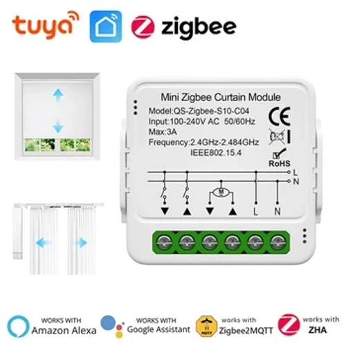 Tuya ZigBee 3.0 Gortina adimenduna etengailu modulua pertsianak pertsianak Motor elektrikoa Smart Life aplikazioa Alexa Google Home-rekin funtzionatzen du