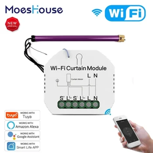 WiFi Mini Smart Smart Curtain Модуль Рулонныя шторы Рухавік жалюзі Smart Life Tuya APP Пульт дыстанцыйнага кіравання Праца з Alexa Google Home