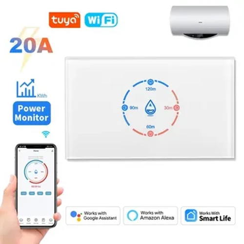 Tuya Smart Life WiFi Kazan Anahtarı 20A Enerji İzleme 4400W Akıllı Su Isıtıcı Anahtarı ABD Standart Alexa Google Home için