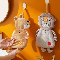 Coral Fleece Hand Towel Cute Cartoon Plush Lanyard Multi-functional Absorbent Towels Wipe Handkerchief Rag Cleaning Cloth
