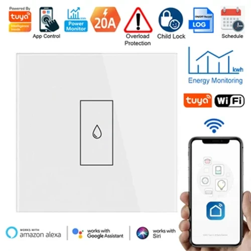 Tuya 20A EU WiFi caldera interruptor calentador de agua temporizador Monitor de potencia protección de sobrecarga aplicación remota Smart Life funciona con Alex