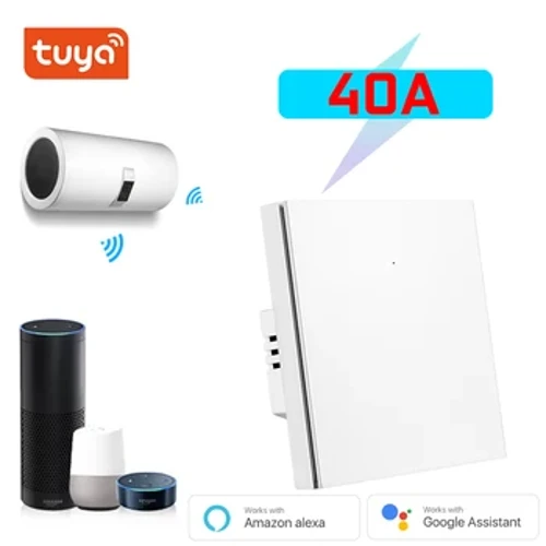 Manhot Tuya WiFi Smart Water Heater Button Switch 40A 8800W EU Standard Smart Life APP Pulea leo Galulue ma Alexa Google Home