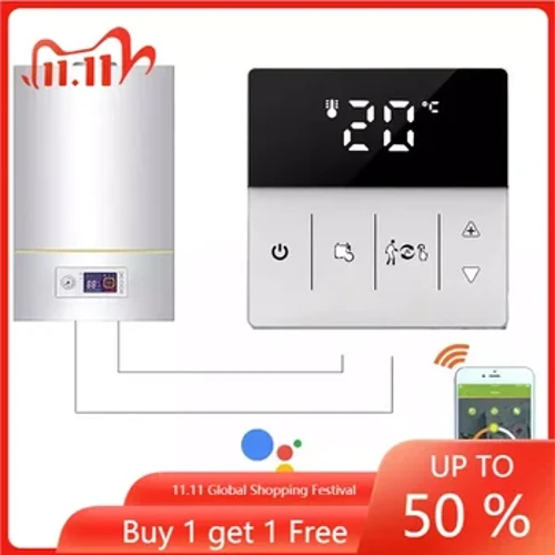 Thermostat Boeler WiFi Cartref Tuya Smart 220v Ar gyfer Gwresogydd Dŵr Dan Lawr Boeler Nwy Gwresogi Trydan yn Gweithio Gyda Chynorthwy-ydd Google