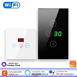 Tuya 20A WiFi Boiler Switch Power Monitor EU/US 4400W Smart Water Heater Panle APP Pulea mamao e galue ma Alexa Google Home