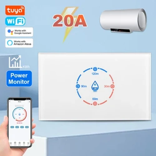Tuya Smart Life WiFi katilo jungiklis su energijos stebėjimu 4400 W išmanusis vandens šildytuvo jungiklis 20A JAV standartas, skirtas Alexa Google Home