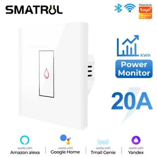 Toitemonitor 20A Tuya Smart Wifi Veesoojendi Boiler puutelüliti Konditsioneer Valguse ajastus EU sein Alexa Google Home jaoks