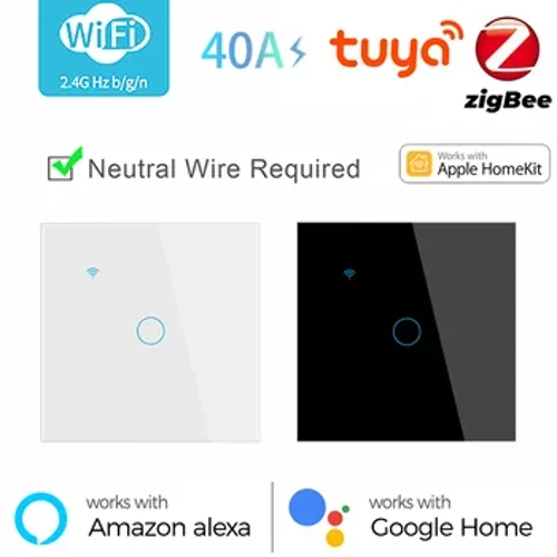 Tuya Zigbee WiFi Homekit Smart Water Heater Boiler Switch 40A 8000W EU Smart Boiler Switch per Alexa Google Home Balso valdymas