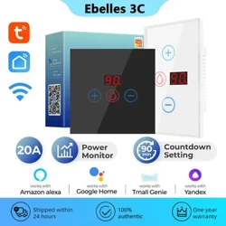 Tuya WiFi pametni prekidač bojlera za grijanje vode 4400 W 20 A EU/US prekidač osjetljiv na dodir s nadzorom napajanja Kontrolom vremena Radi s Alexa Google