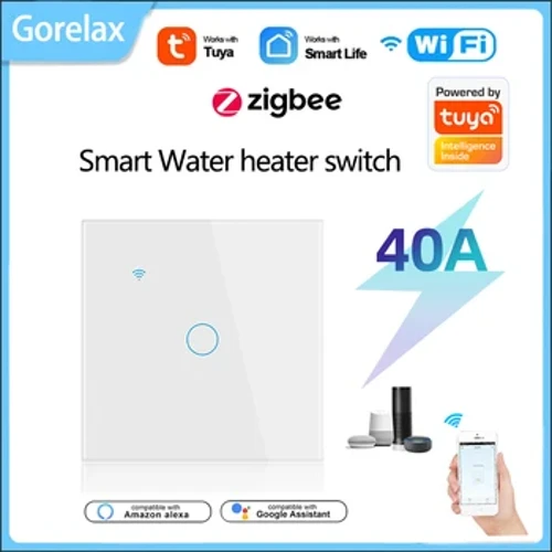 Tuya Smart Life Wifi Zigbee 40A vízmelegítő Smart Switch Vezeték nélküli Smart Home Távirányító fali kapcsoló Alexa Google Home segítségével