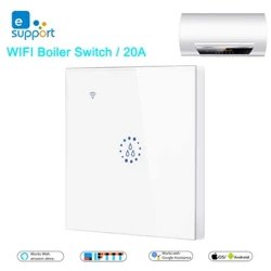 EWeLink Wifi Smart Switch เครื่องทำน้ำอุ่นสวิทช์, Wifi ในร่มหม้อไอน้ำ, แผงกระจก, จับเวลา, alexa Google Assistant เสียงรีโมทคอนโทรล