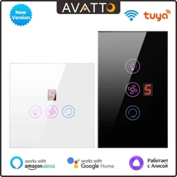 AVATTO Tuya 스마트 Wifi 팬 라이트 보일러 스위치 표준 온수기 터치 3 in 1 스위치 Smart Life APP For Alexa Google 홈