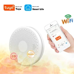 2 in 1 Version WiFi Tuya Smart Co & Smoke Detector Alarm Carbon Monoxide lumi lumi lumi lumi hale kūʻai ahi PIR Sound Sensor Alert