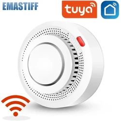 Tuya-Sensor Detector de humo WiFi, alarma contra incendios, funciona con la aplicación Smart Life, información Push, sistema de seguridad inteligente para el hogar