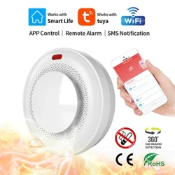 Sensitivitas Tinggi Fungsi WiFi Tuya Smart Parlor Kamar Anak Home Pawon Detektor Asap Sensor Alarm Suara Toko Inspeksi Kebakaran