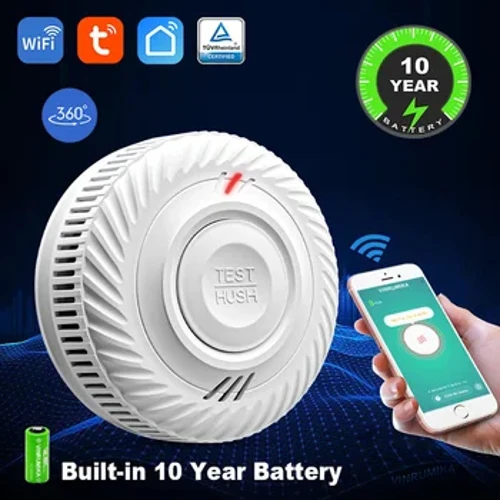 Tích Hợp 10 Năm Pin Đầu Báo Khói Chức Năng WiFi Tuya Nhà Thông Minh Tiệm Phòng Trẻ Em Nhà Bếp Cửa Hàng Lửa Âm Thanh báo Động Cảm Biến
