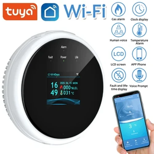 ʻO ka naʻau hoʻomaʻamaʻa kino kino maʻemaʻe CO CO Carbon Monoxide Poisoning Smoke Gas Monitoring No Fire Security Detector APP Control for Home