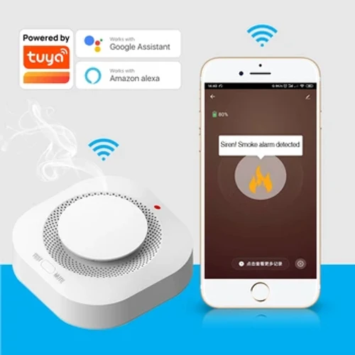 Tuya Zigbee Wifi Smoke Detector Sensor 80DB Alarm Fire Smart Smoke Detector Wifi Puipuiga o le Fale Saogalemu Alarm Smart Life