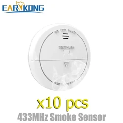 433MHz trådløs røykdetektorsensor Hvit 80db Alarm Brann Røykvarsler Brannbeskyttelse For Home Security Alarmsystem