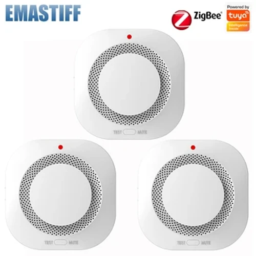 Tuya Zigbee Smart Smoke Detector, Smart Life APP Sensor Alarm Kebakaran Sistem Keamanan Rumah Petugas Pemadam Kebakaran Kerja kanggo Hub Gateway