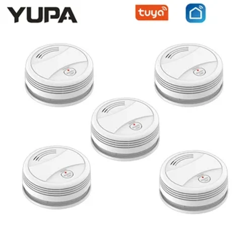 YUPA Tuya WIFI Synhwyrydd Mwg Tân System Larwm Diogelwch Ar gyfer Tŷ Mwg Gardd Y Swyddfa Gartref SmartLife APP Rheoli Larwm Tân