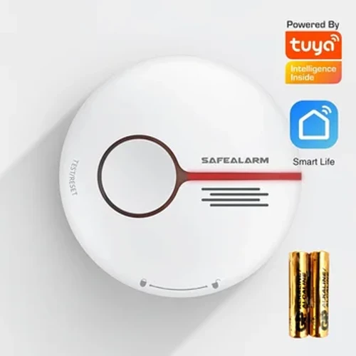 1Pcs Tuya Smart Home 2.4G WiFi Synhwyrydd Larwm Mwg Batri Tu Mewn APP Neges Gwthio Nenfwd Synhwyrydd Tân Ar Gyfer Tŷ