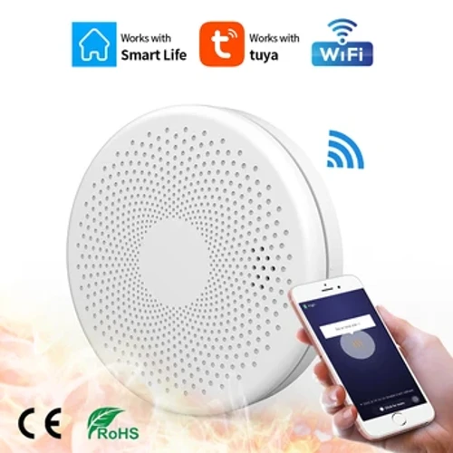 2 IN 1 WiFi Funktioun Tuya APP Smart Life Heem Kichen Raum CO & Rauchdetektor Sensor Feier Toun Alarm Kuelemonoxid Alarm