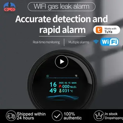 Detector de vazamento de gás inteligente tuya wifi inteligente sensor de alarme de gás natural led digital alarme de fumaça de gás funciona com smartlife