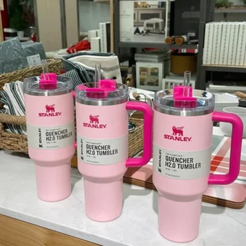 Kubek Stanleya o pojemności 40 uncji ze słomkowym uchwytem oryginalny Quencher H2.0 kubek ze stali nierdzewnej termos izolowany próżniowo kubek do kawy do samochodu