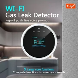 Wifi maagaasi häiresensor LCD-ekraan Tuya leke temperatuurifunktsiooniga põlevgaasi detektorid Toetage kodu nutikat elu