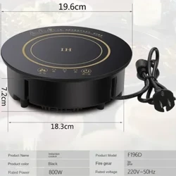 220V Compact Round Induction Cooker no Li'ili'i Wela Pot, 800W Embedded Mini Single-Person Commercial Hot Pot Ula Uila
